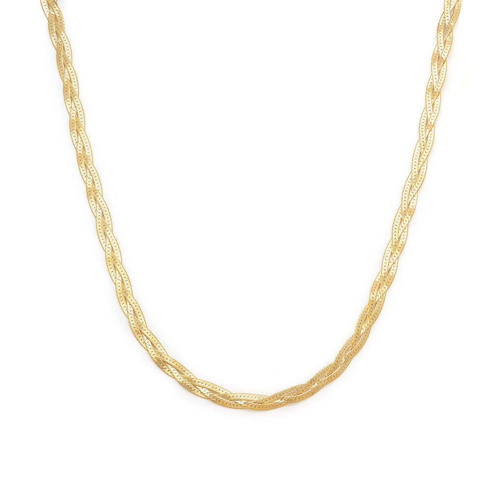 Braided Herringbone Necklace Gold