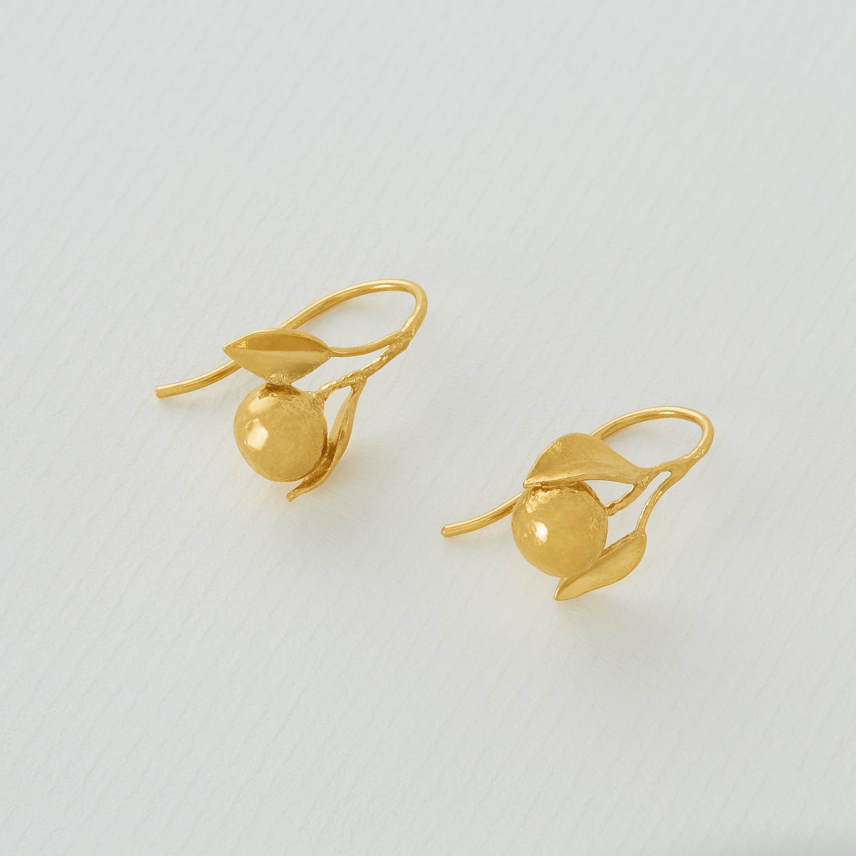 Orange Hook Earrings Gold