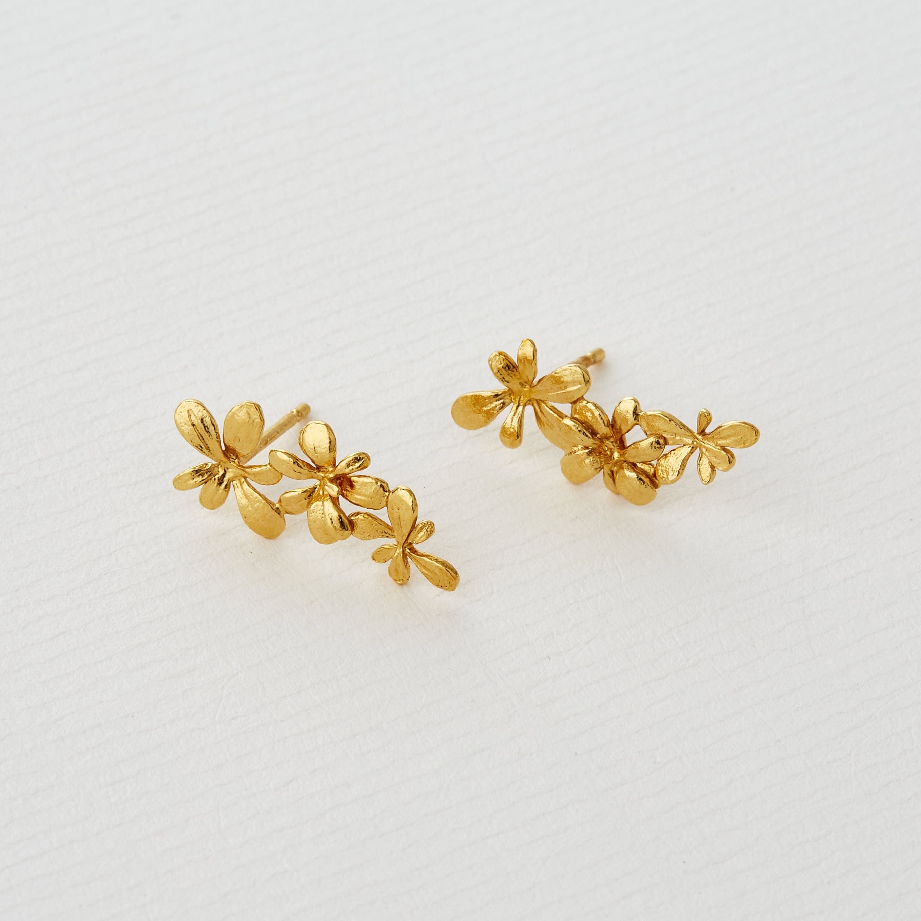 Sprouting Rosette Drop Earrings Gold