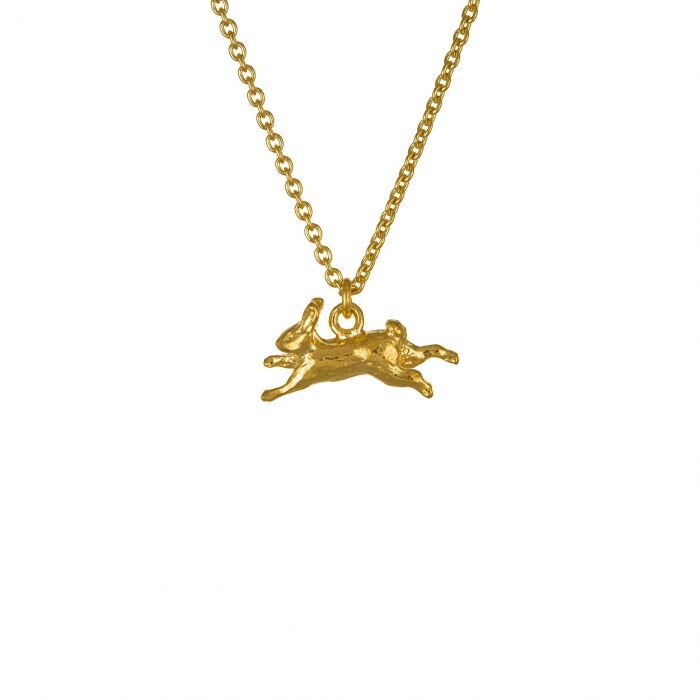 Leaping Rabbit Necklace Gold