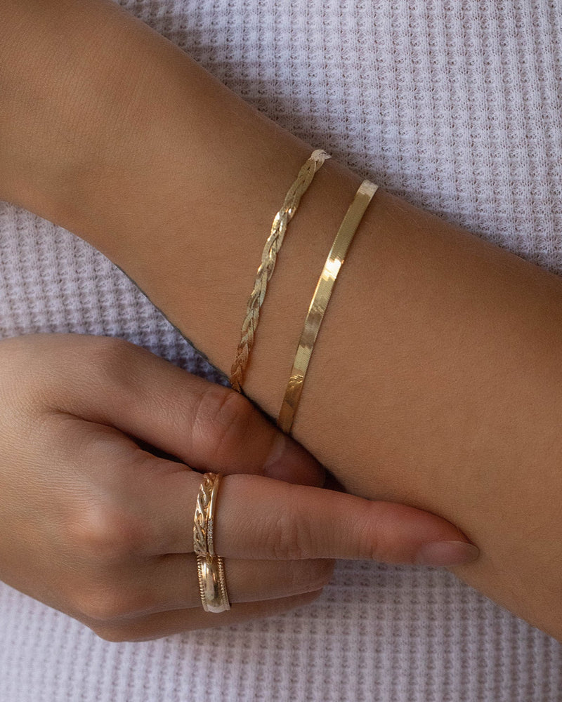 10K Braided Herringbone Bracelet