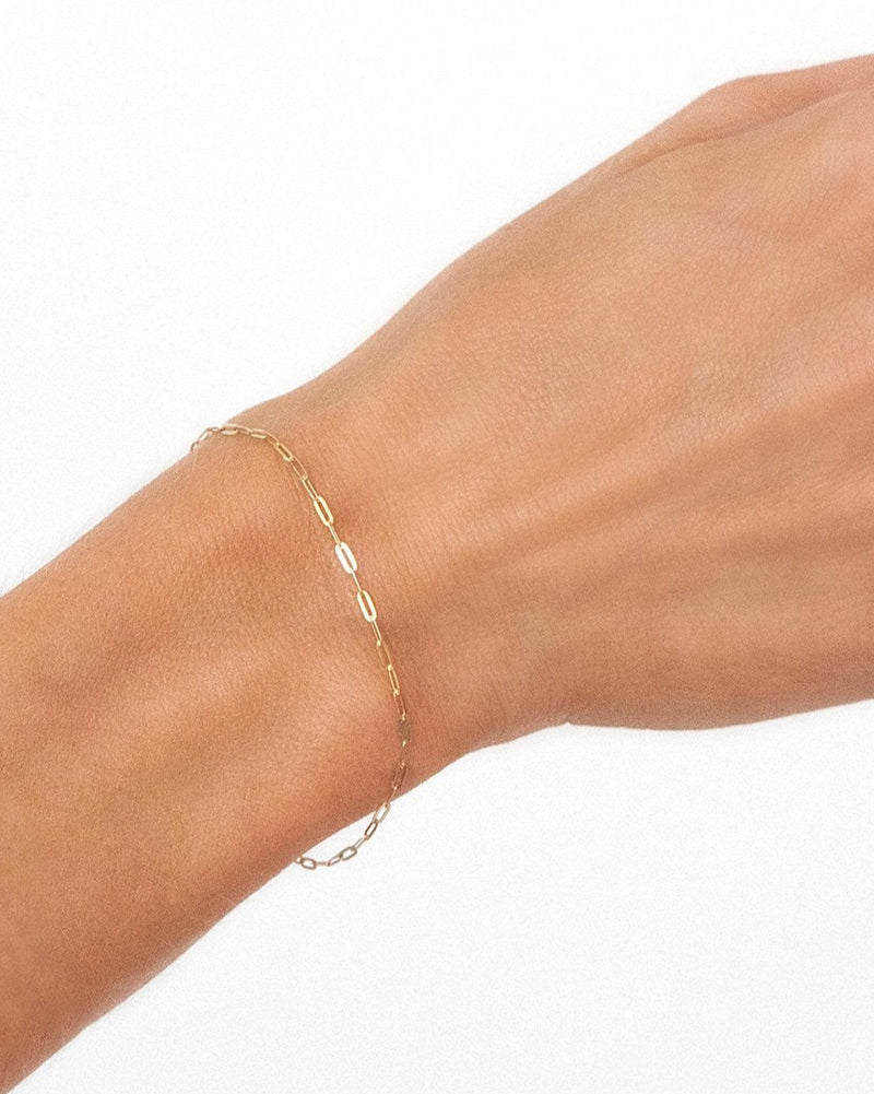 10K Flat Drawn Cable Chain Bracelet