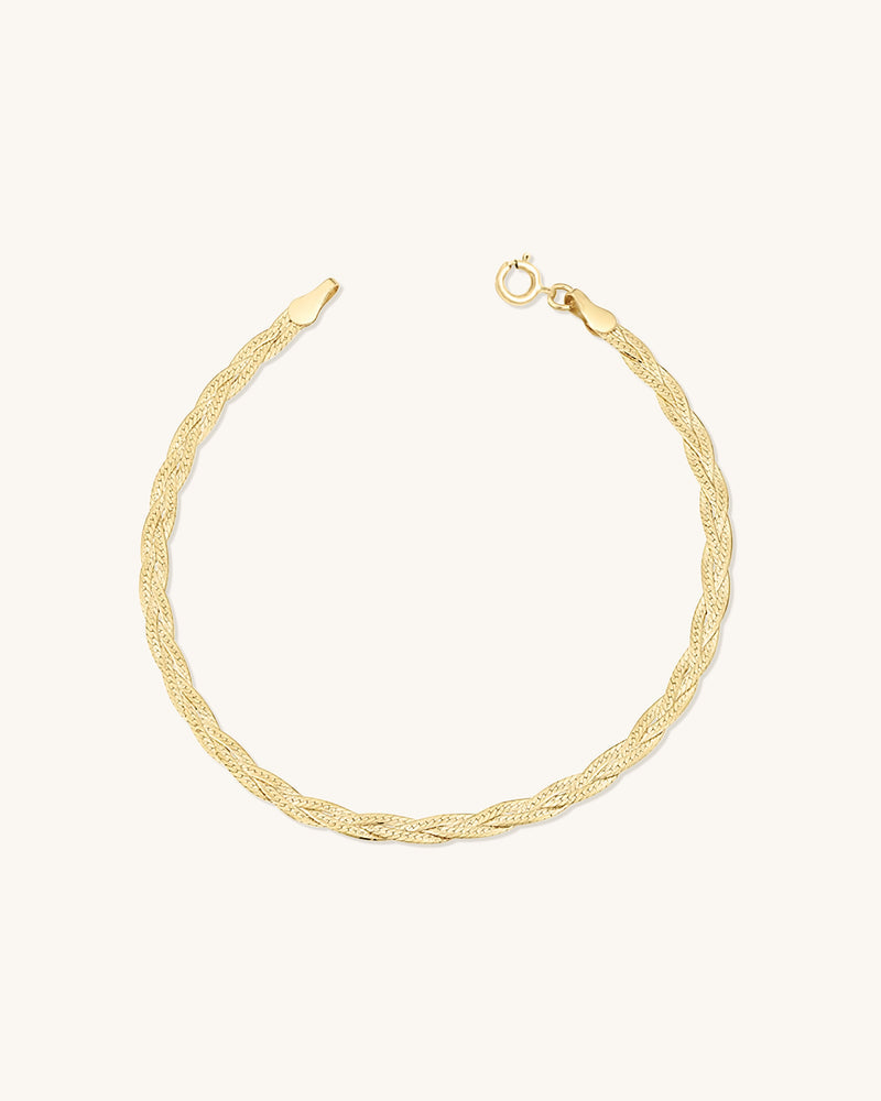 10K Braided Herringbone Bracelet