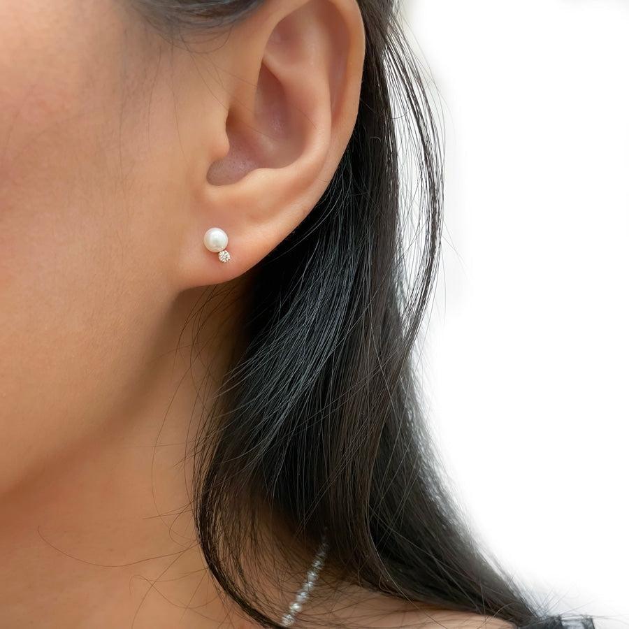 Pearl Diamond Stud Earrings