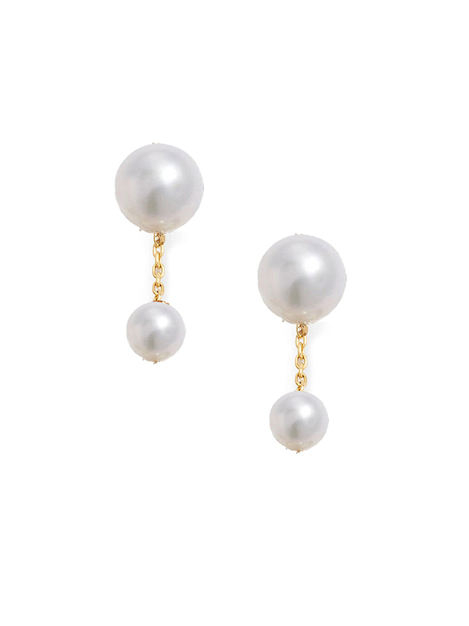 Short Pearl Duo Drop Earrings