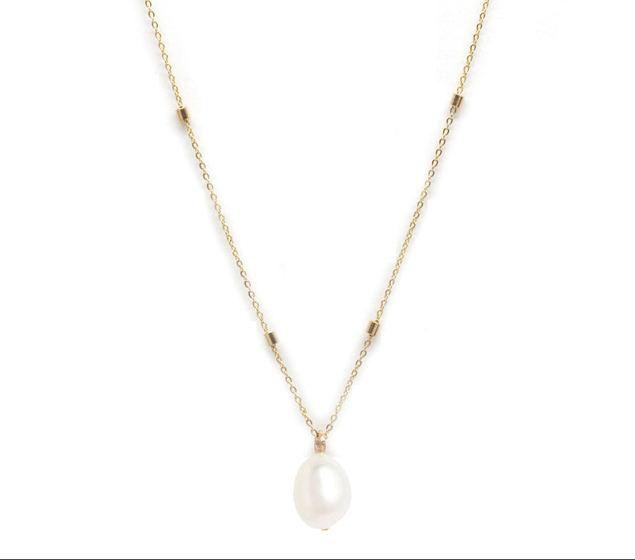 Petite Oval Pearl Bead Necklace