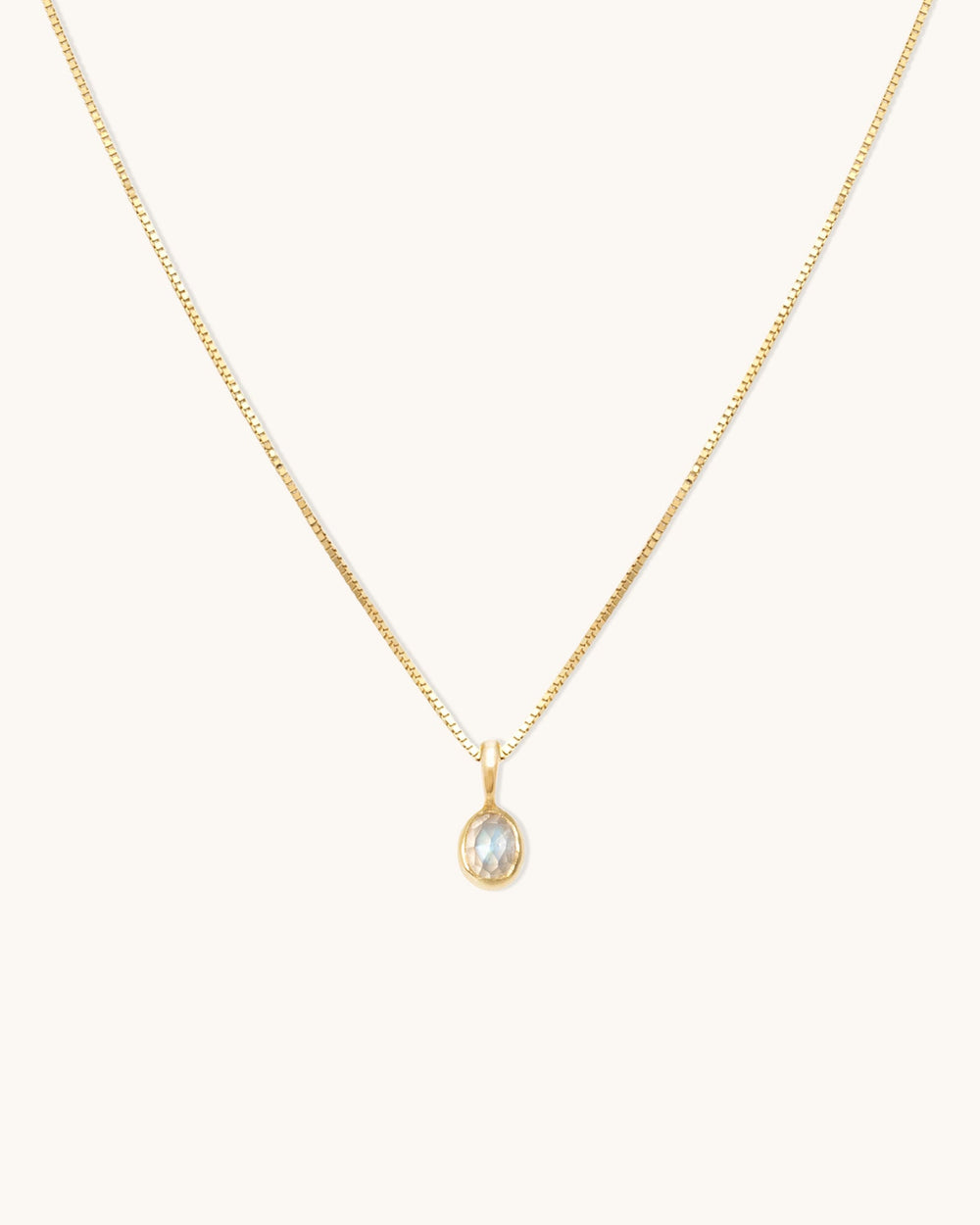 14K Petite Oval Necklace Moonstone