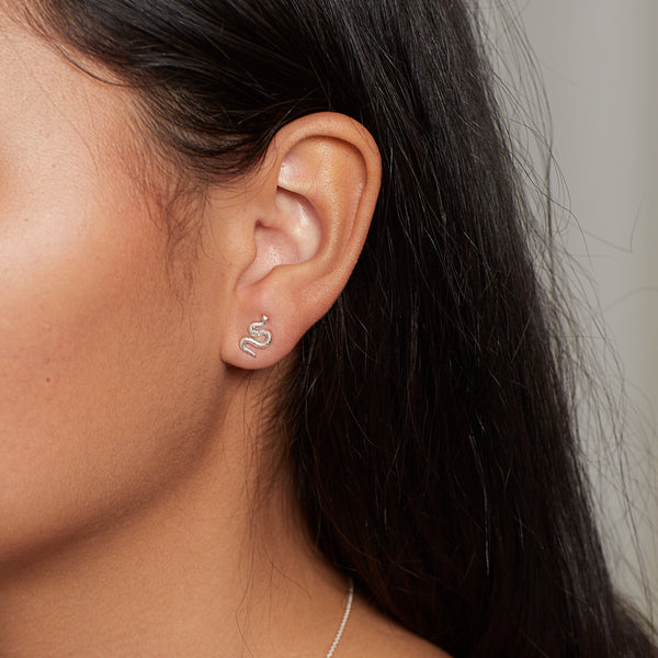 Snake Goddess Studs Silver