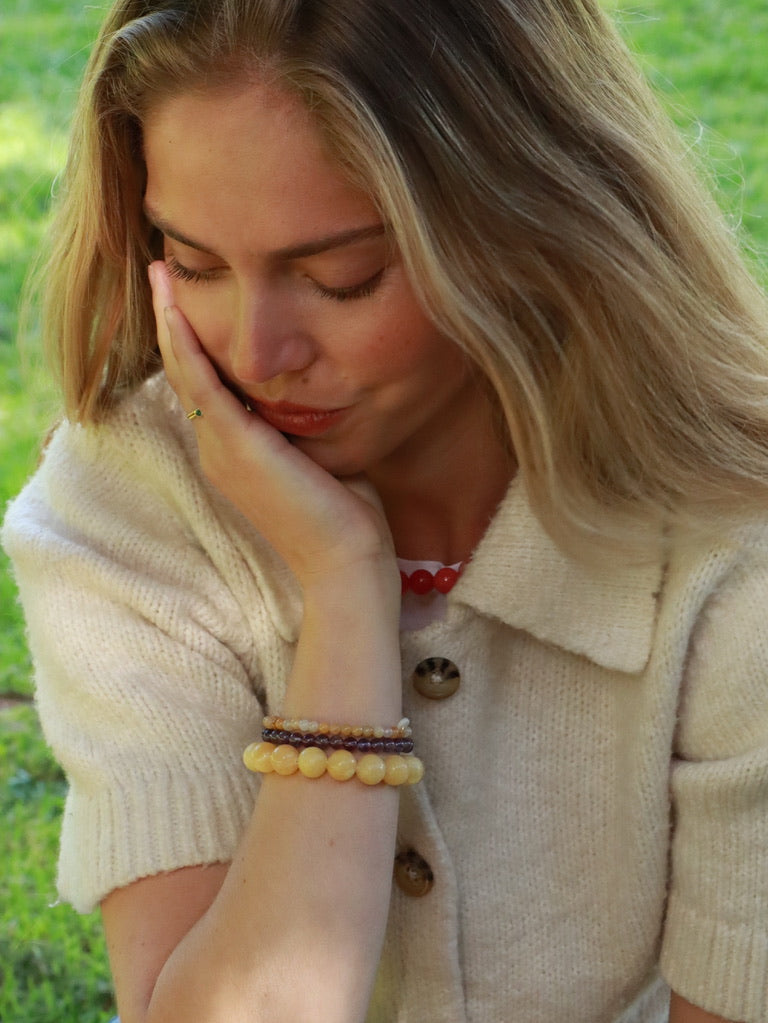Chunky Stretch Bracelet Yellow Jade