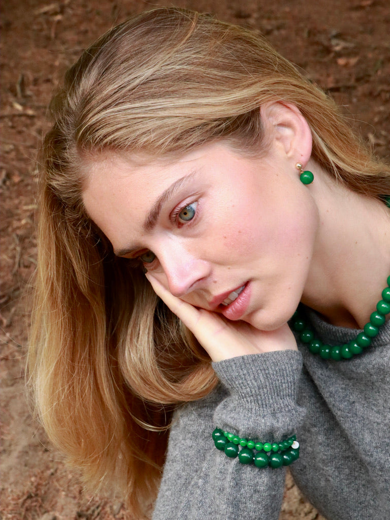 Chunky Stretch Bracelet Green Jade