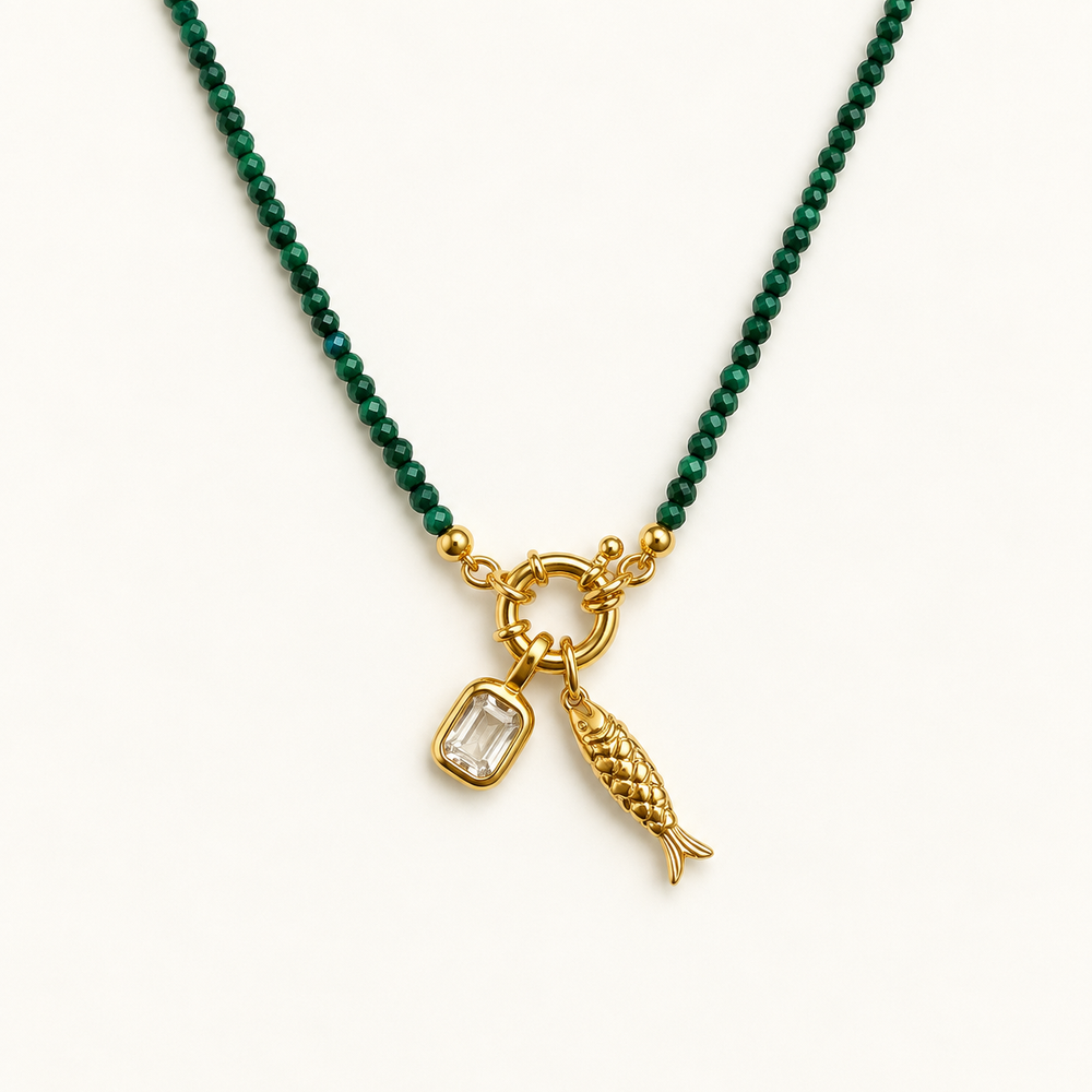 Petite Gemstone Necklace Malachite