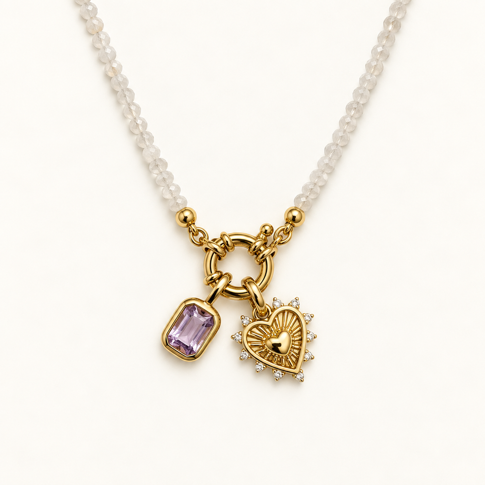 Petite Gemstone Necklace Rose Quartz