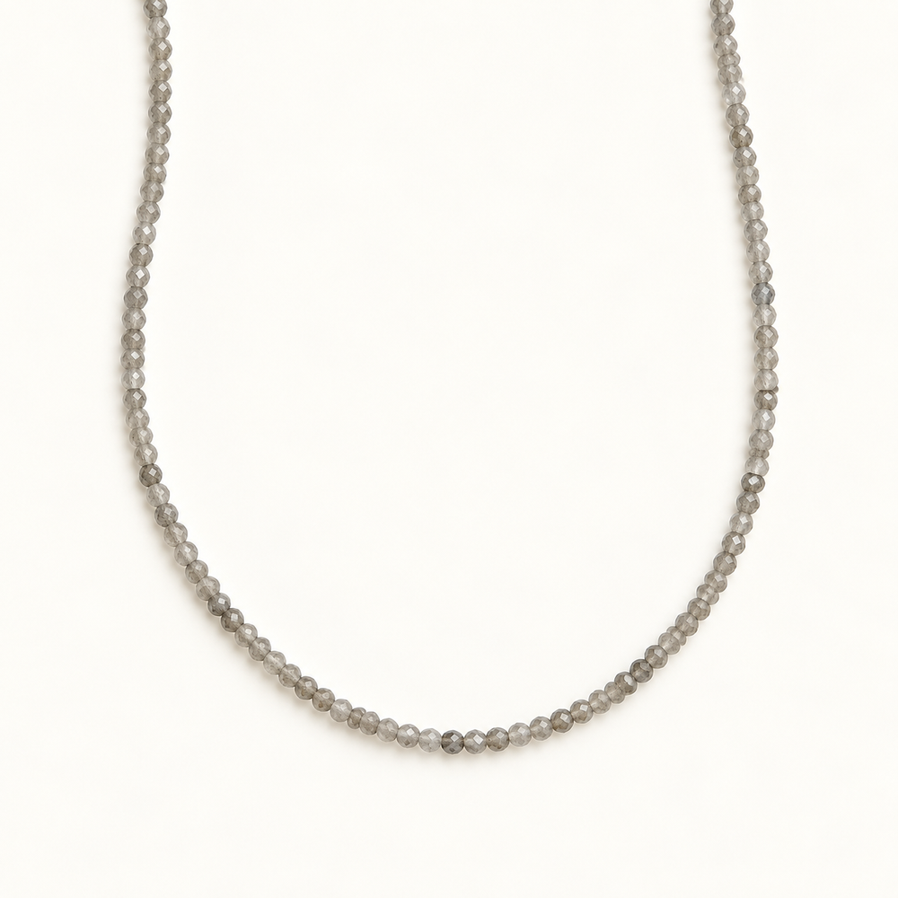 Petite Gemstone Necklace Grey Moonstone
