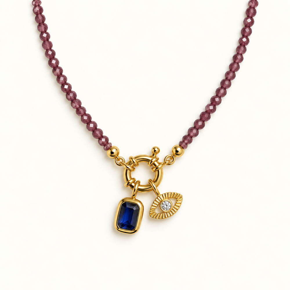 Petite Gemstone Necklace Garnet