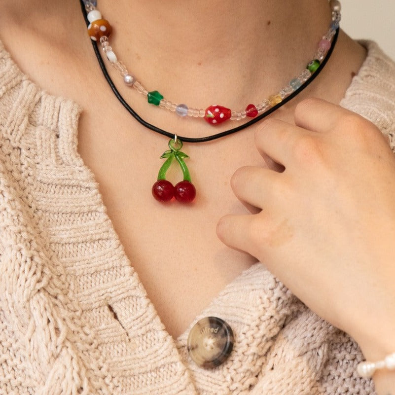 Cherry Cord Necklace