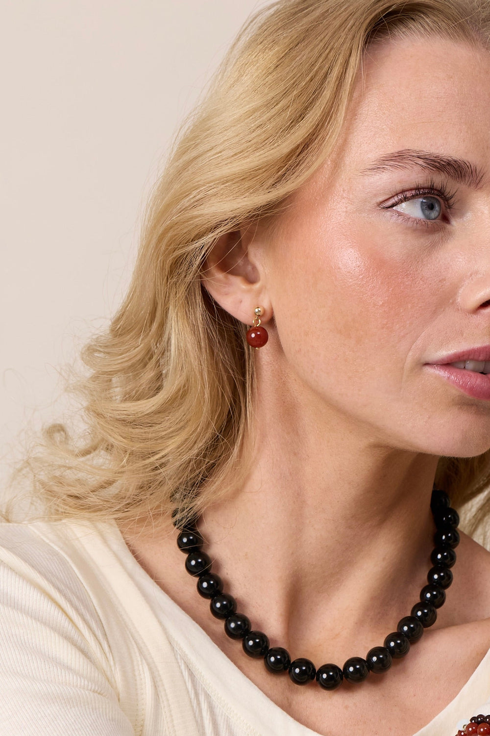 Nora Earrings Red Jade
