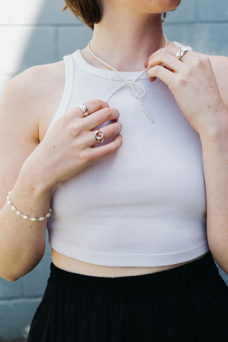 Margot Necklace Rice Pearl