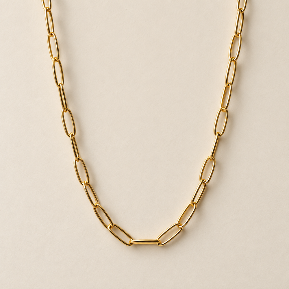 Roberts Paperclip Chain Necklace Gold