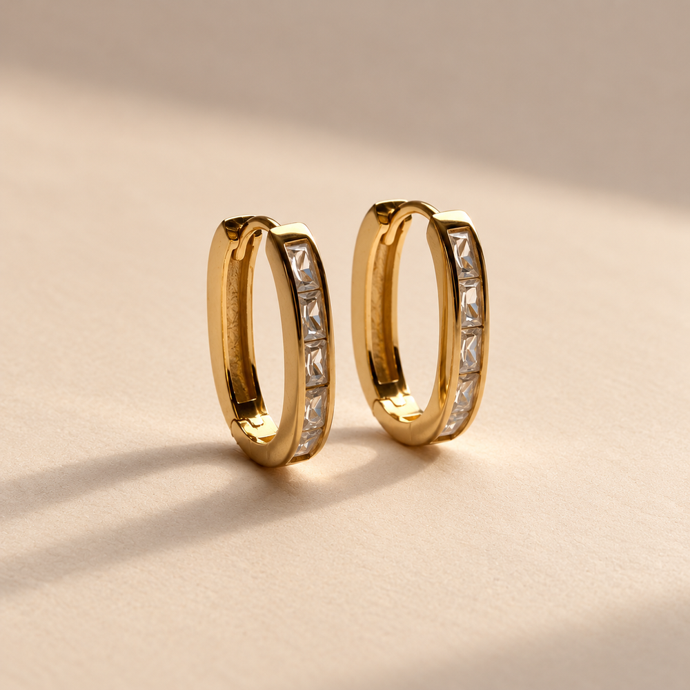 Oval Baguette Hoops
