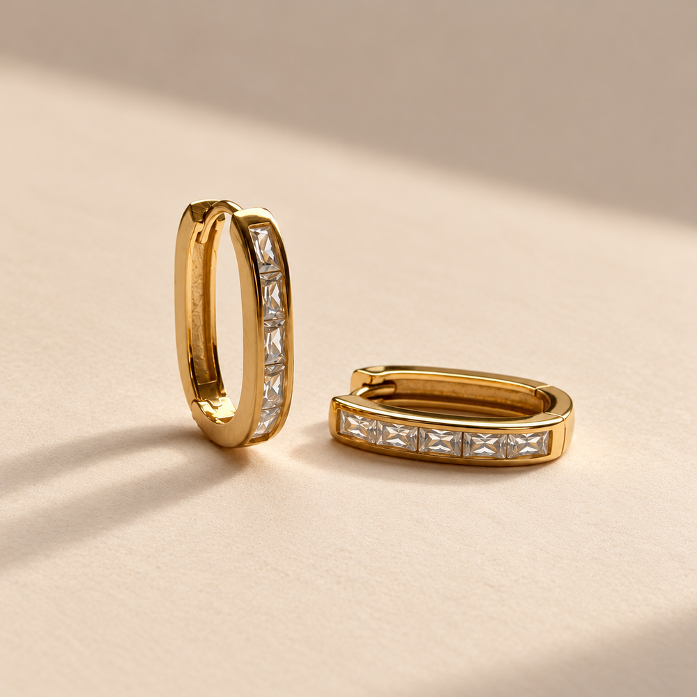 Oval Baguette Hoops