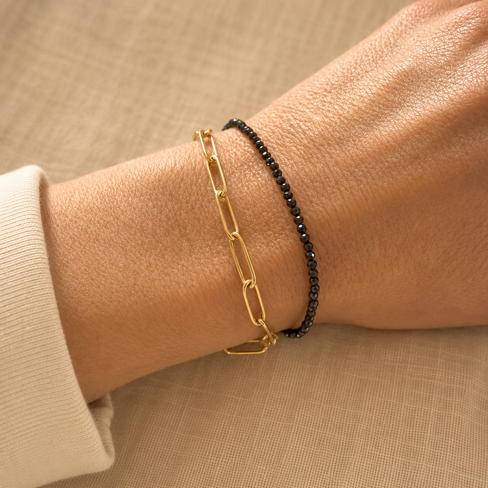 Petite Gemstone Bracelet Black Spinel