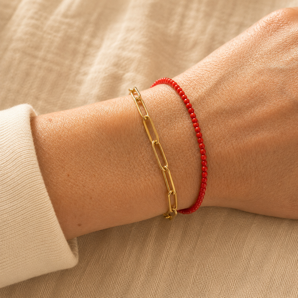Petite Gemstone Bracelet Red Coral