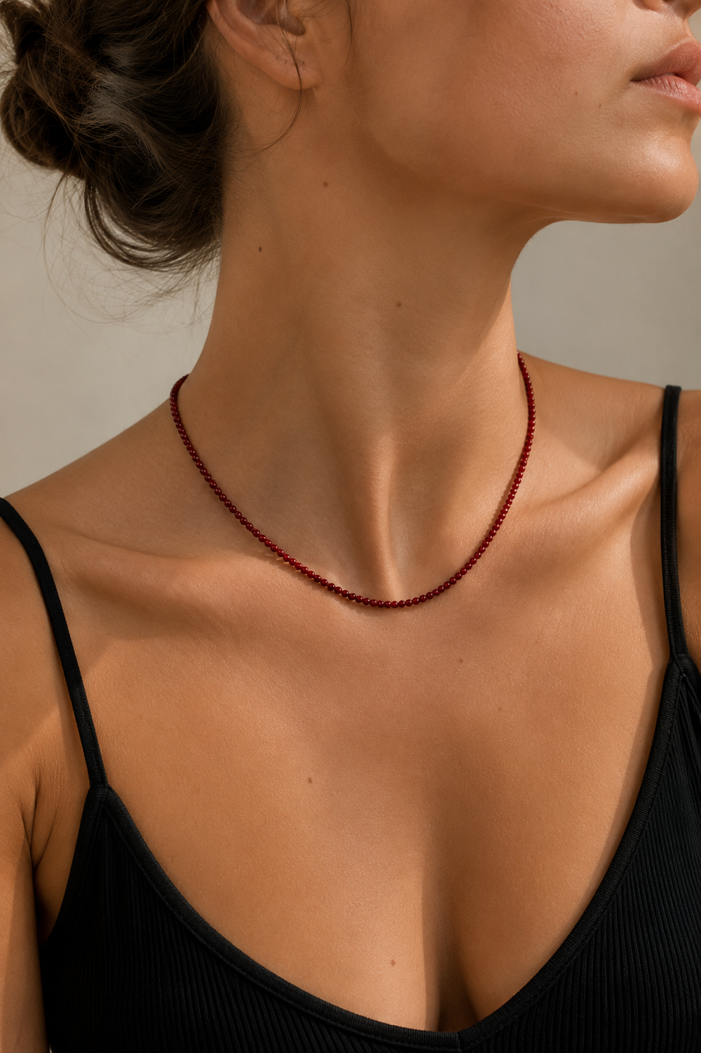 Petite Gemstone Necklace Red Coral