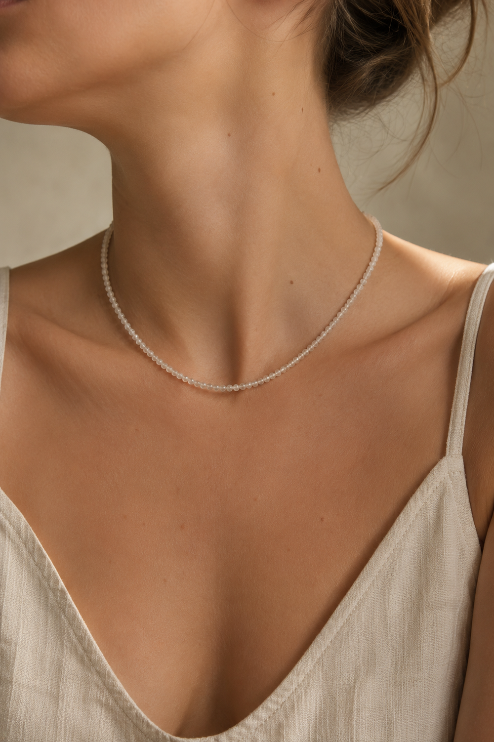 Petite Gemstone Necklace Rose Quartz