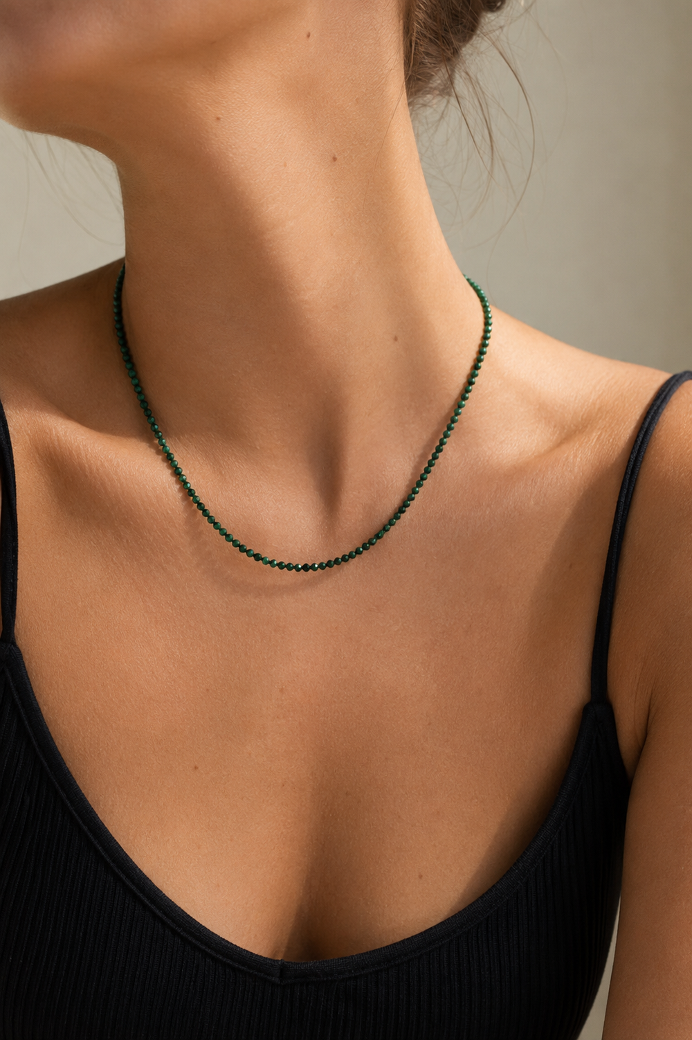 Petite Gemstone Necklace Malachite
