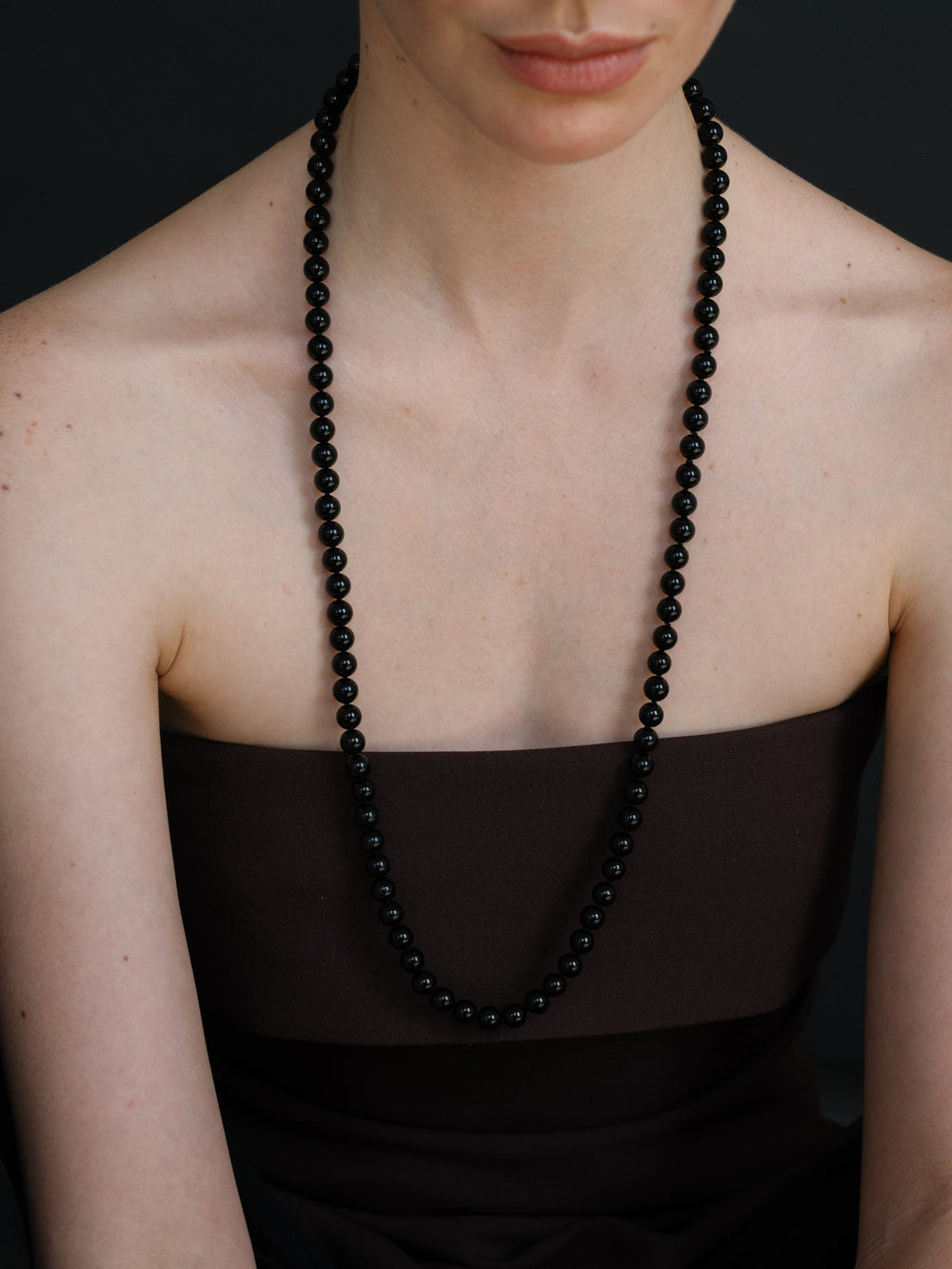 Classic Boule Necklace Black Tourmaline Long