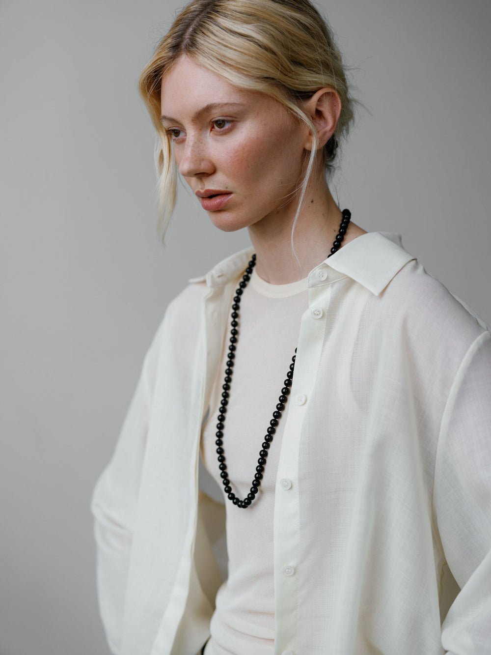 Classic Boule Necklace Black Tourmaline Long
