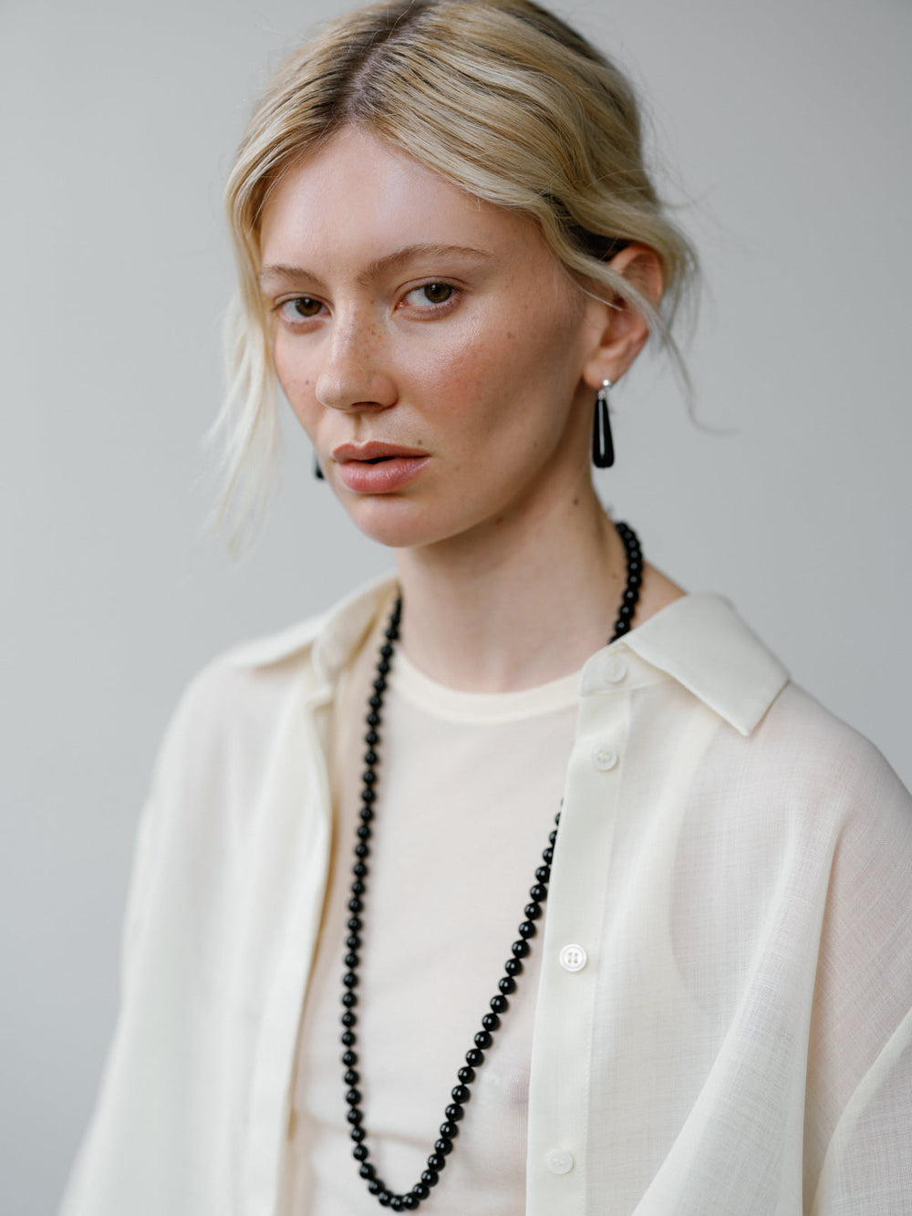 Classic Boule Necklace Black Tourmaline Long
