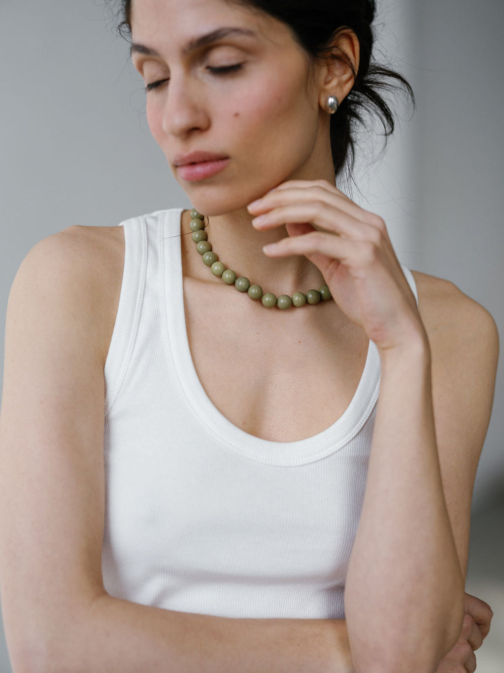 Grande Boule Necklace Avocado Jasper