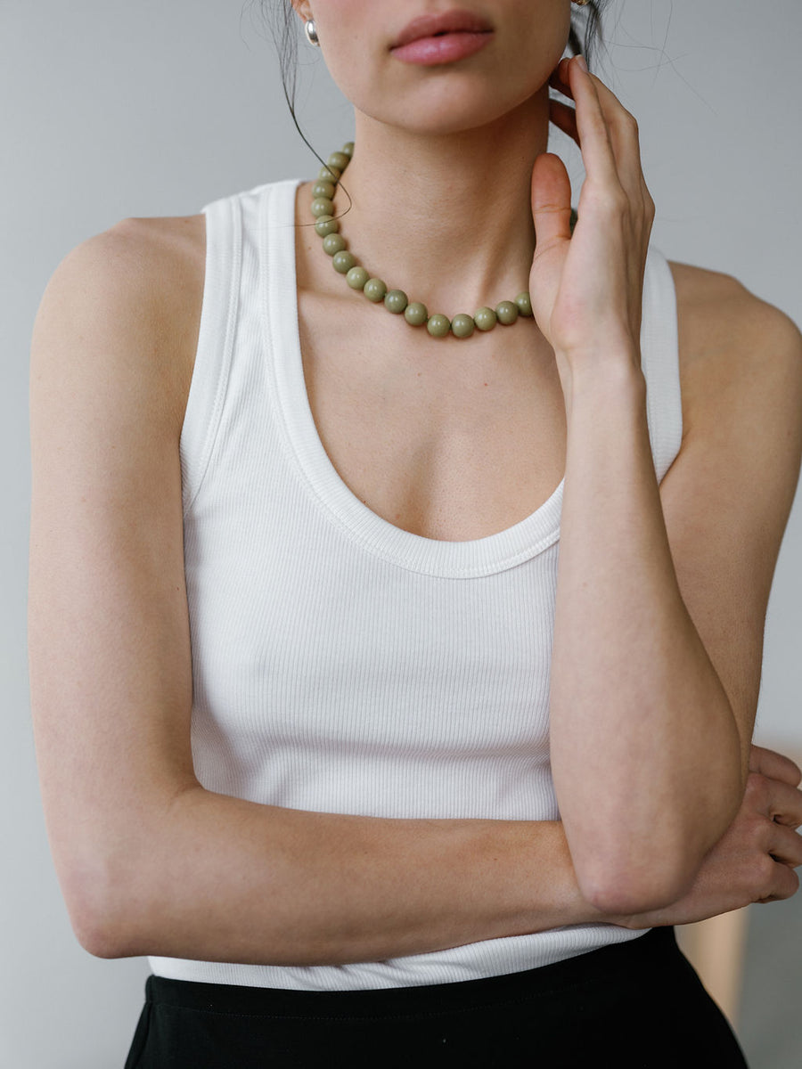 Grande Boule Necklace Avocado Jasper