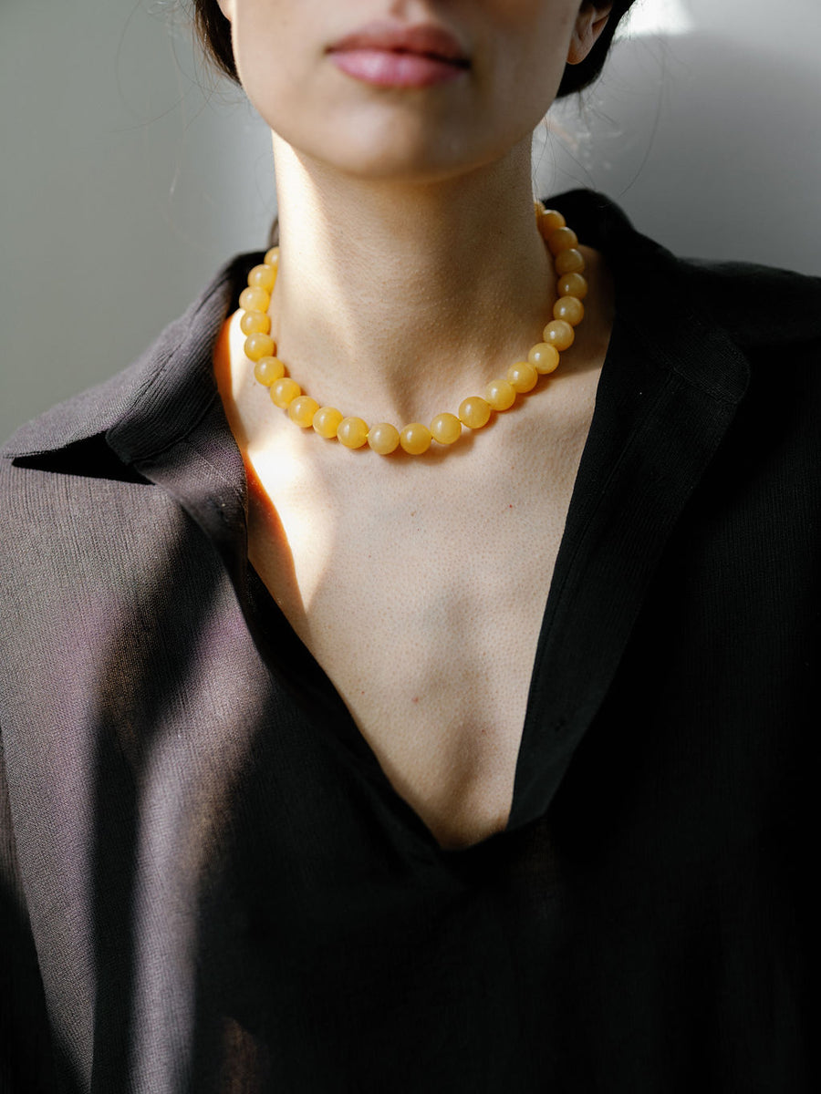 Grande Boule Necklace Honey Jade