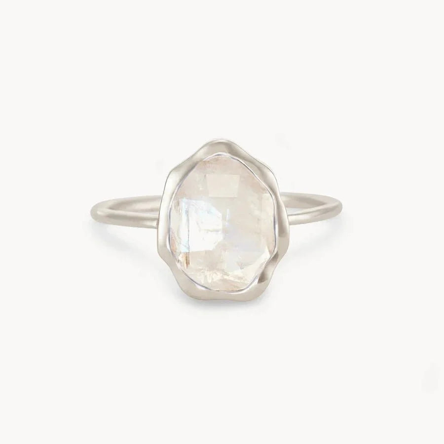 Rainbow Moonstone Mood Ring Silver