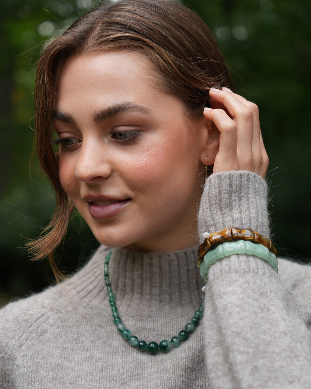 Alva Stretch Bangle Green Aventurine