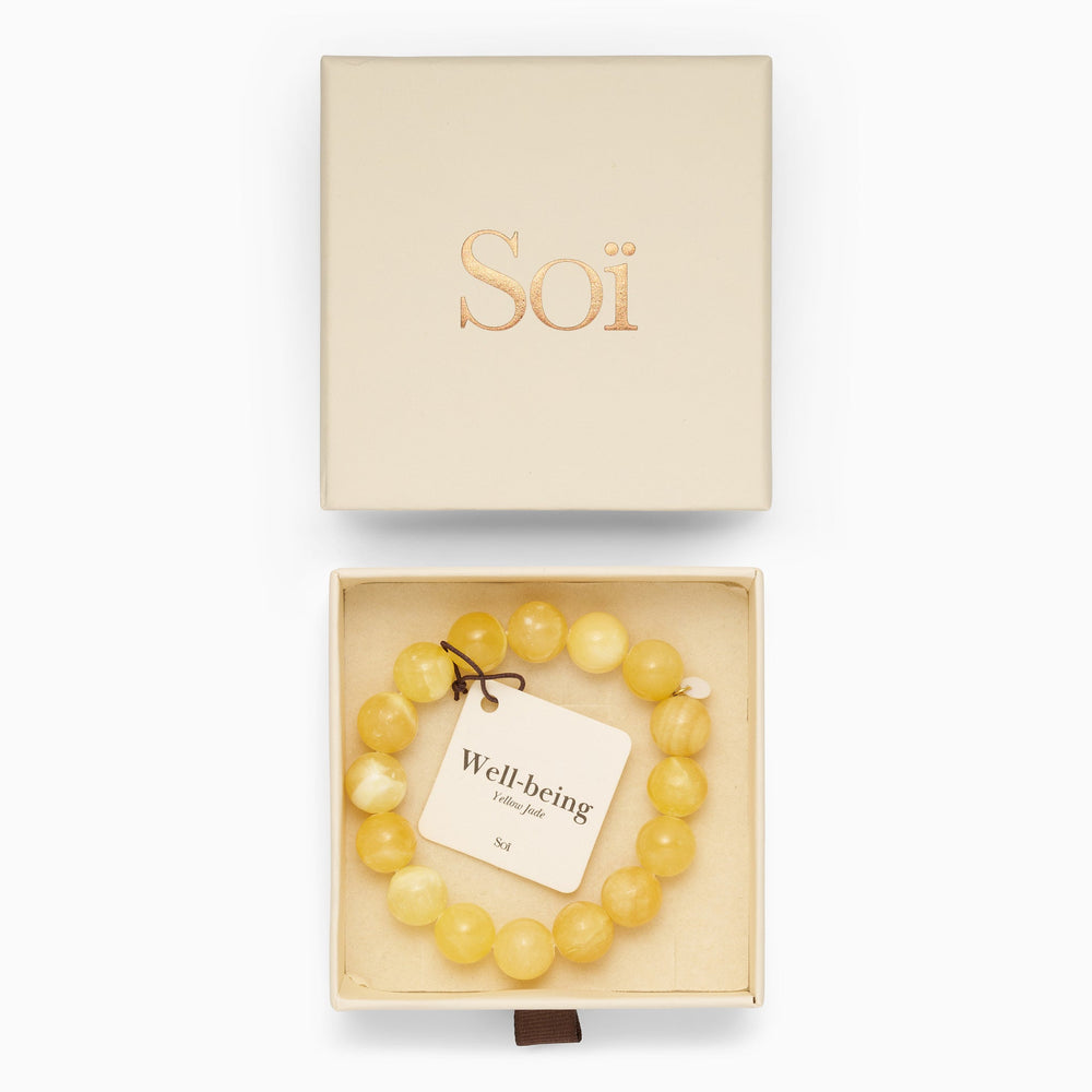 Chunky Stretch Bracelet Yellow Jade
