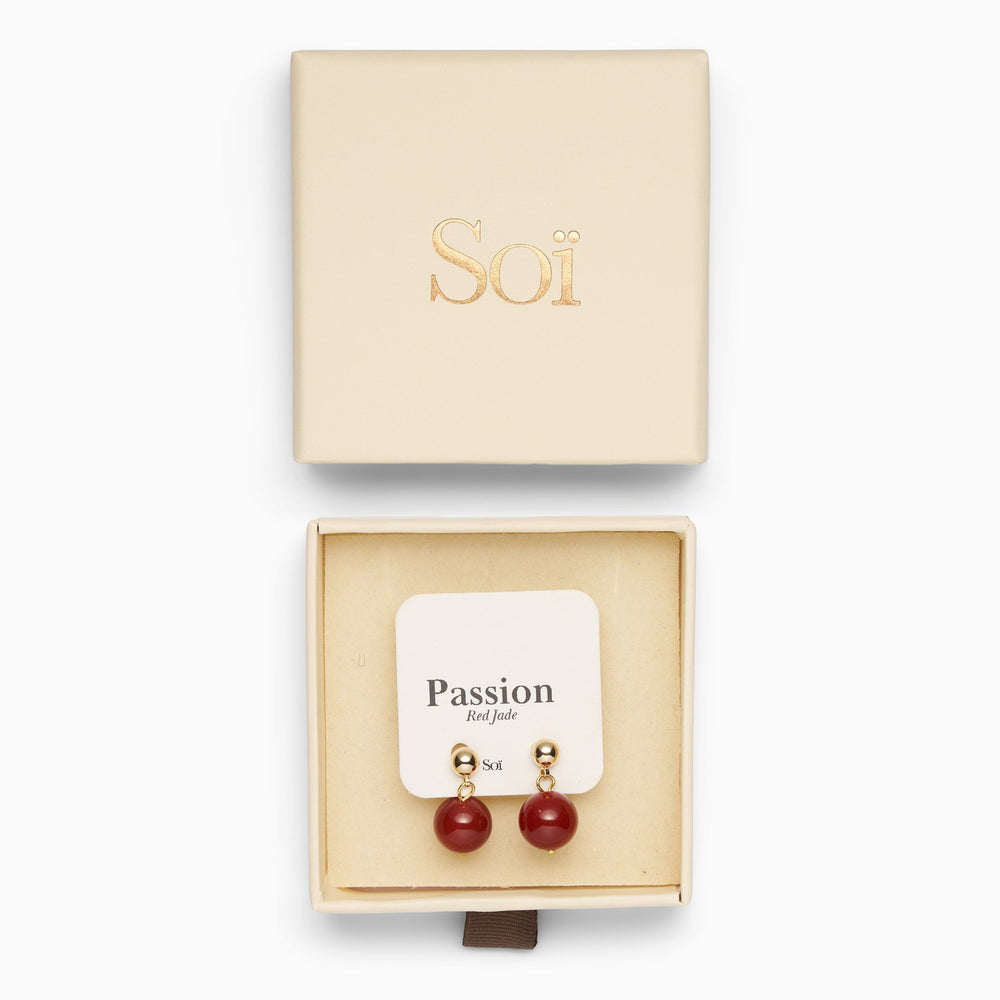 Nora Earrings Red Jade