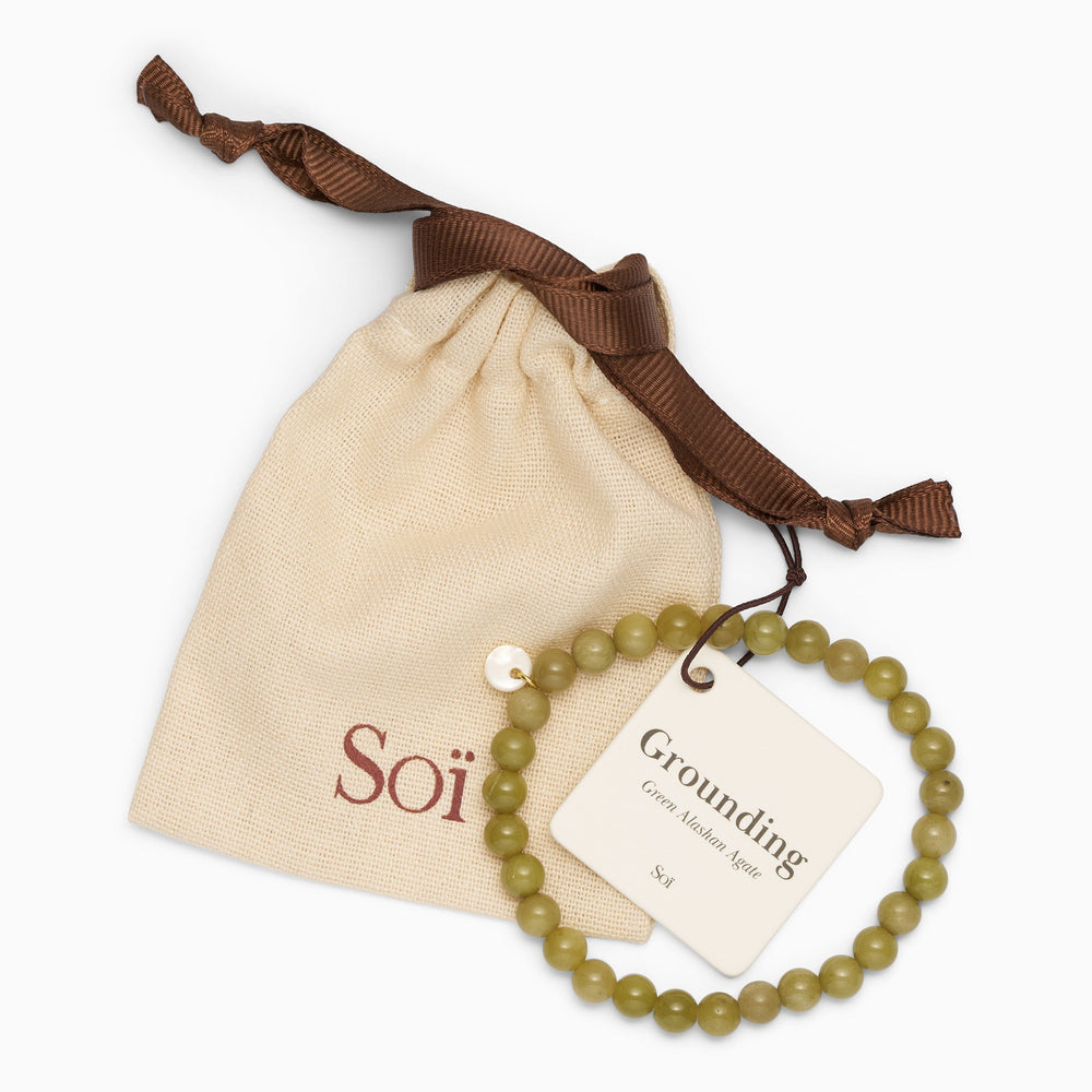 Essential Stretch Bracelet Green Alashan Agate