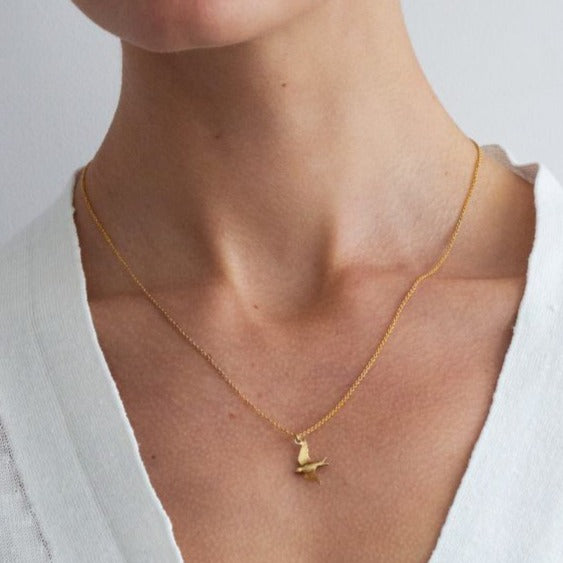 Flying Swallow Necklace Gold