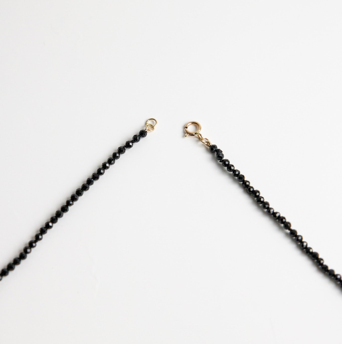 10K Petite Gemstone Necklace Black Spinel