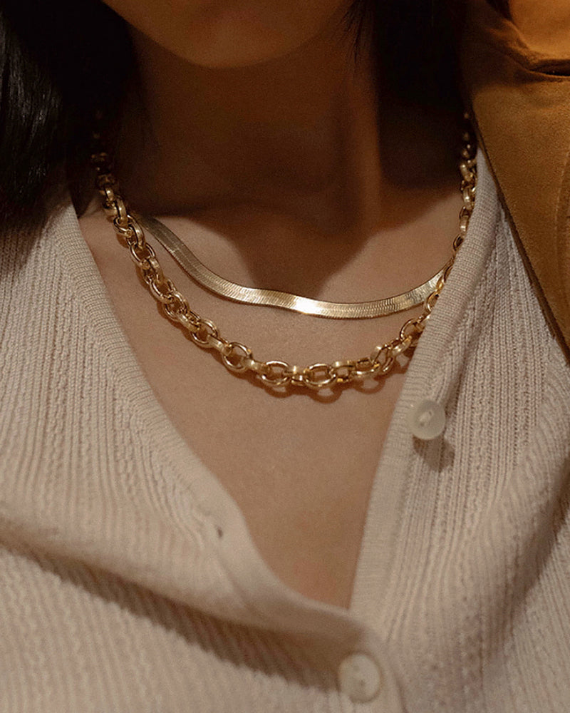 Boldest Herringbone Necklace Gold