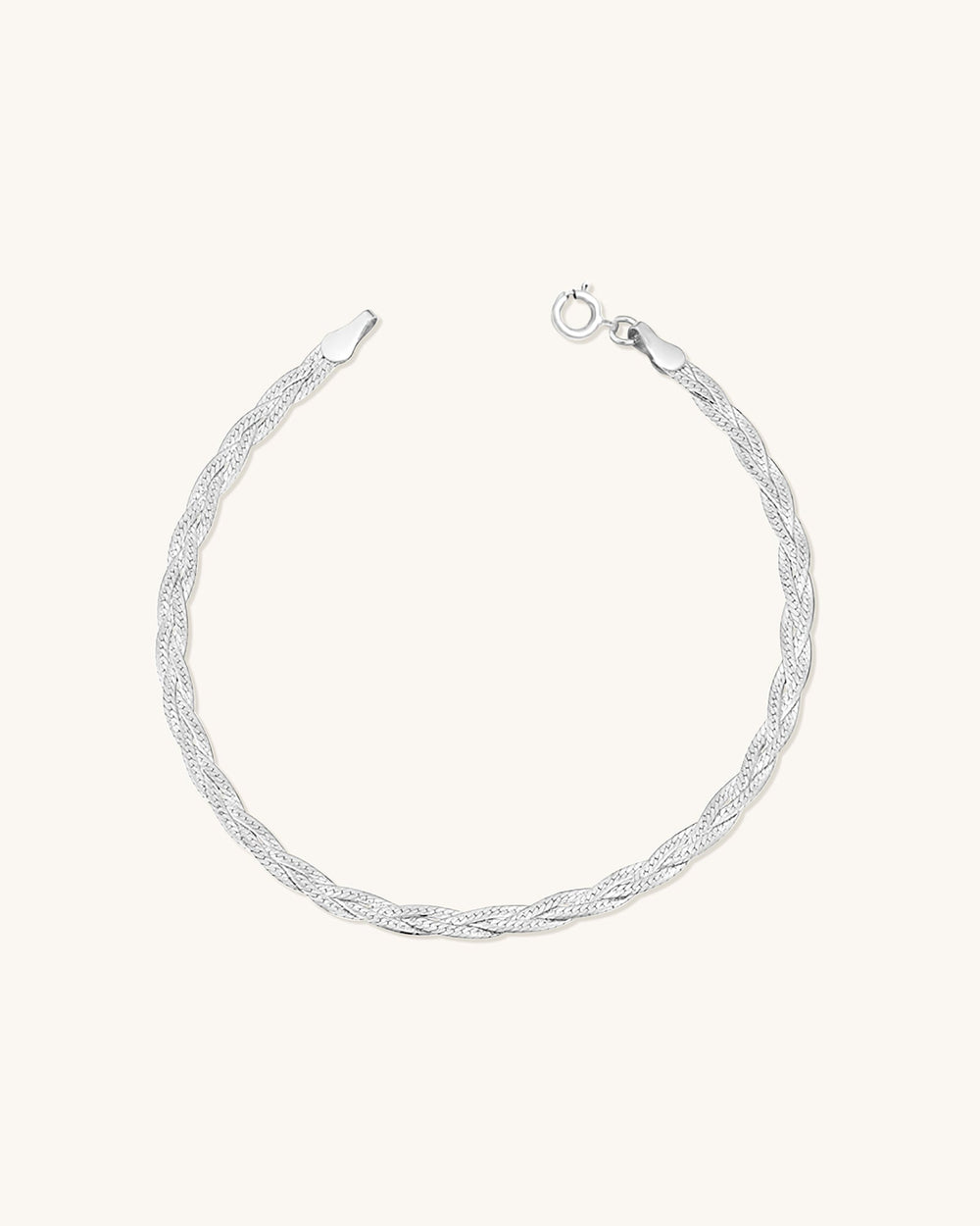 Braided Herringbone Bracelet Silver