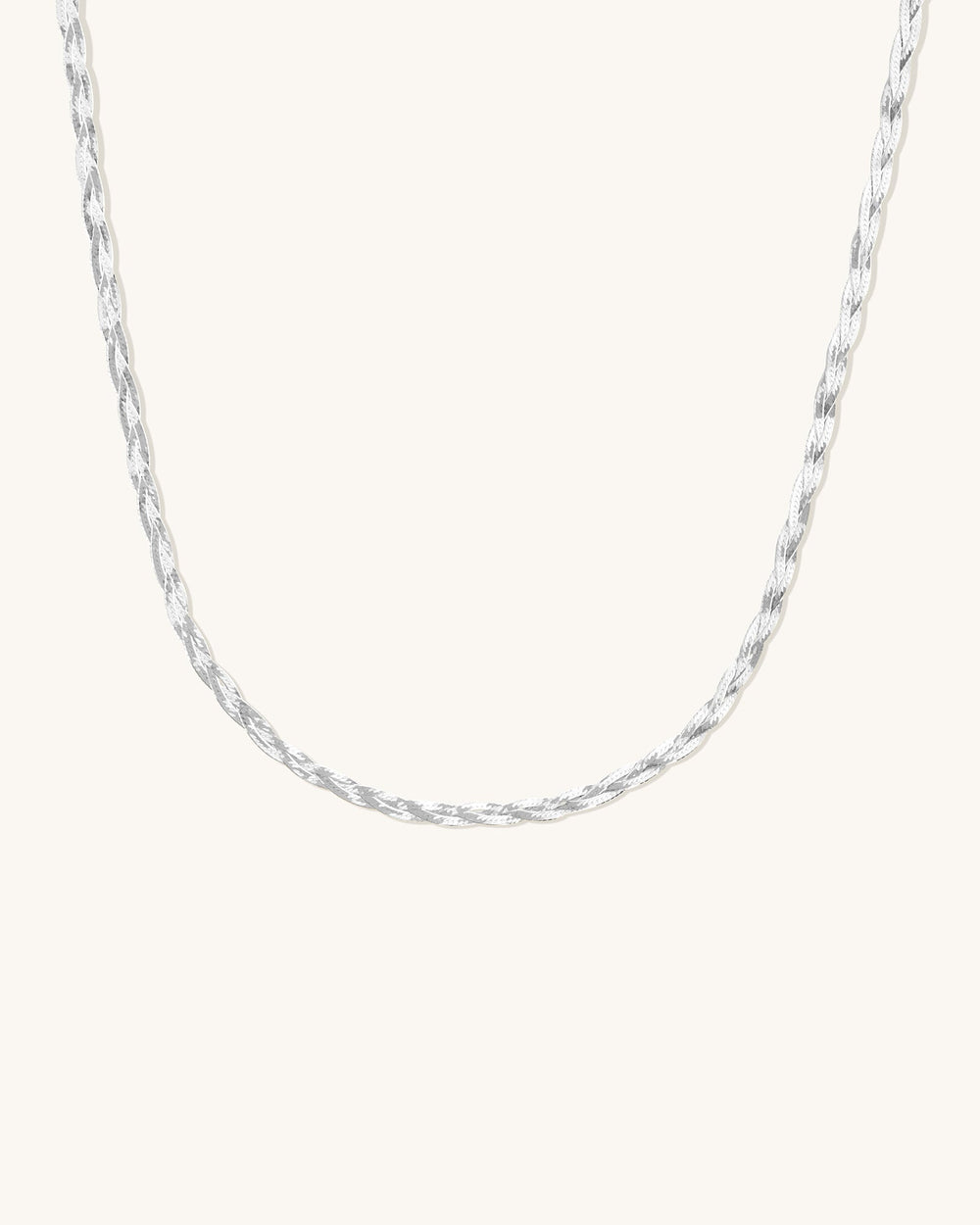 Braided Herringbone Necklace Silver