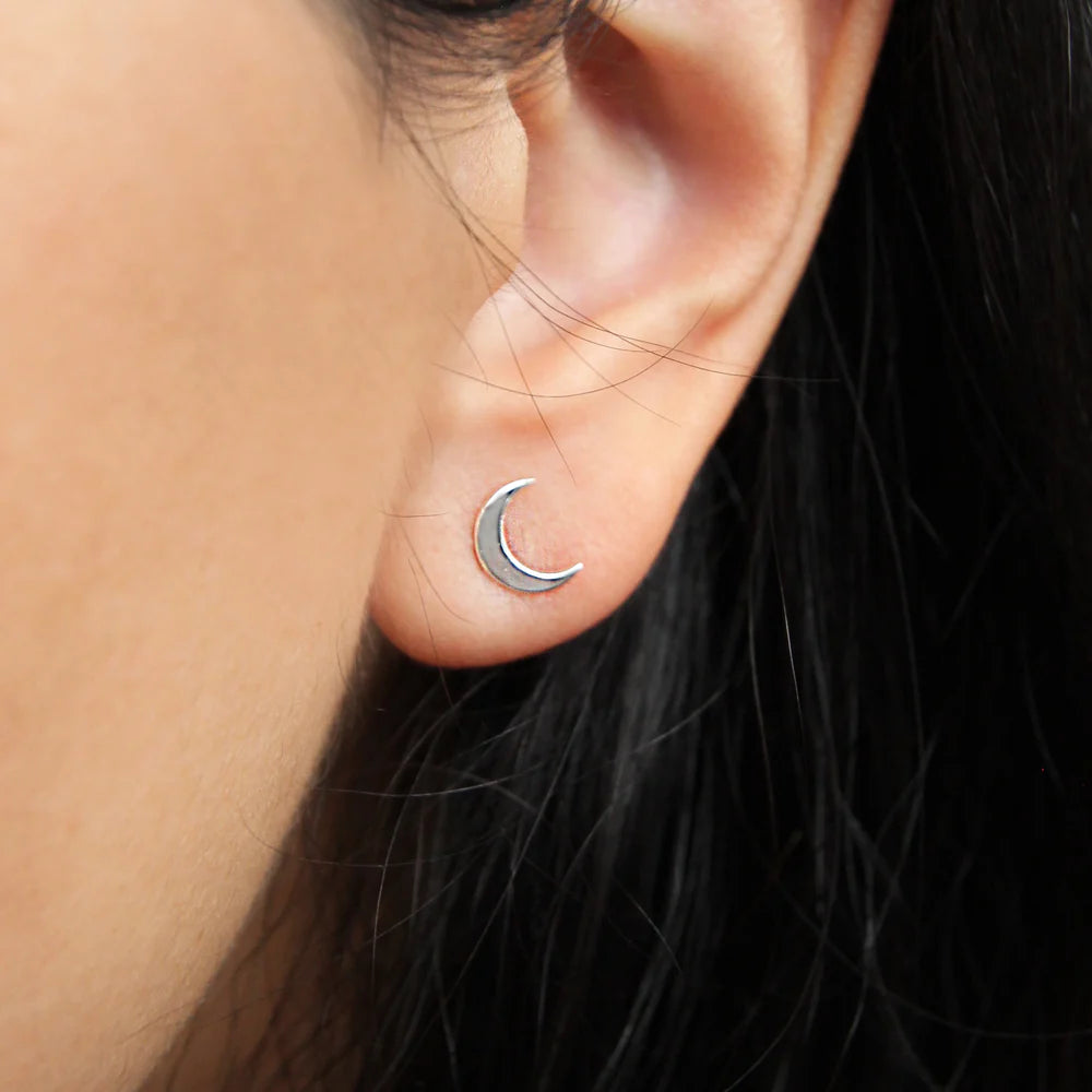 Crescent Moon Earrings Silver