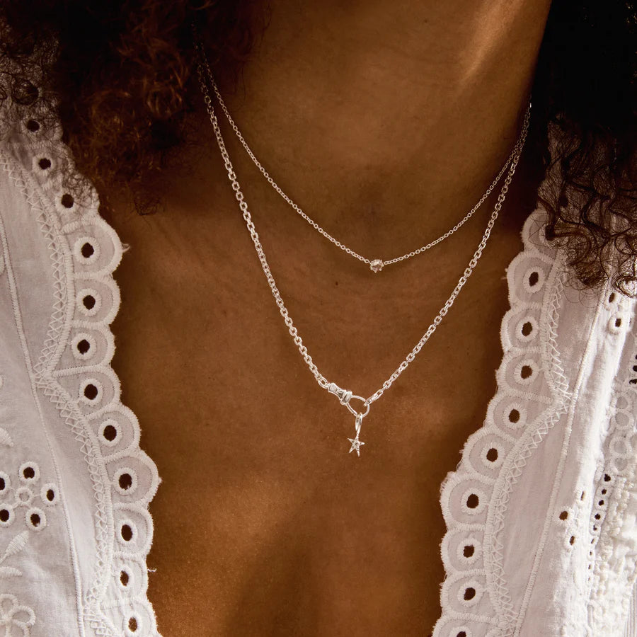 Supernova White Sapphire Necklace Silver