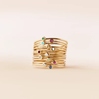 Family Birthstone Stacking Ring Emerald