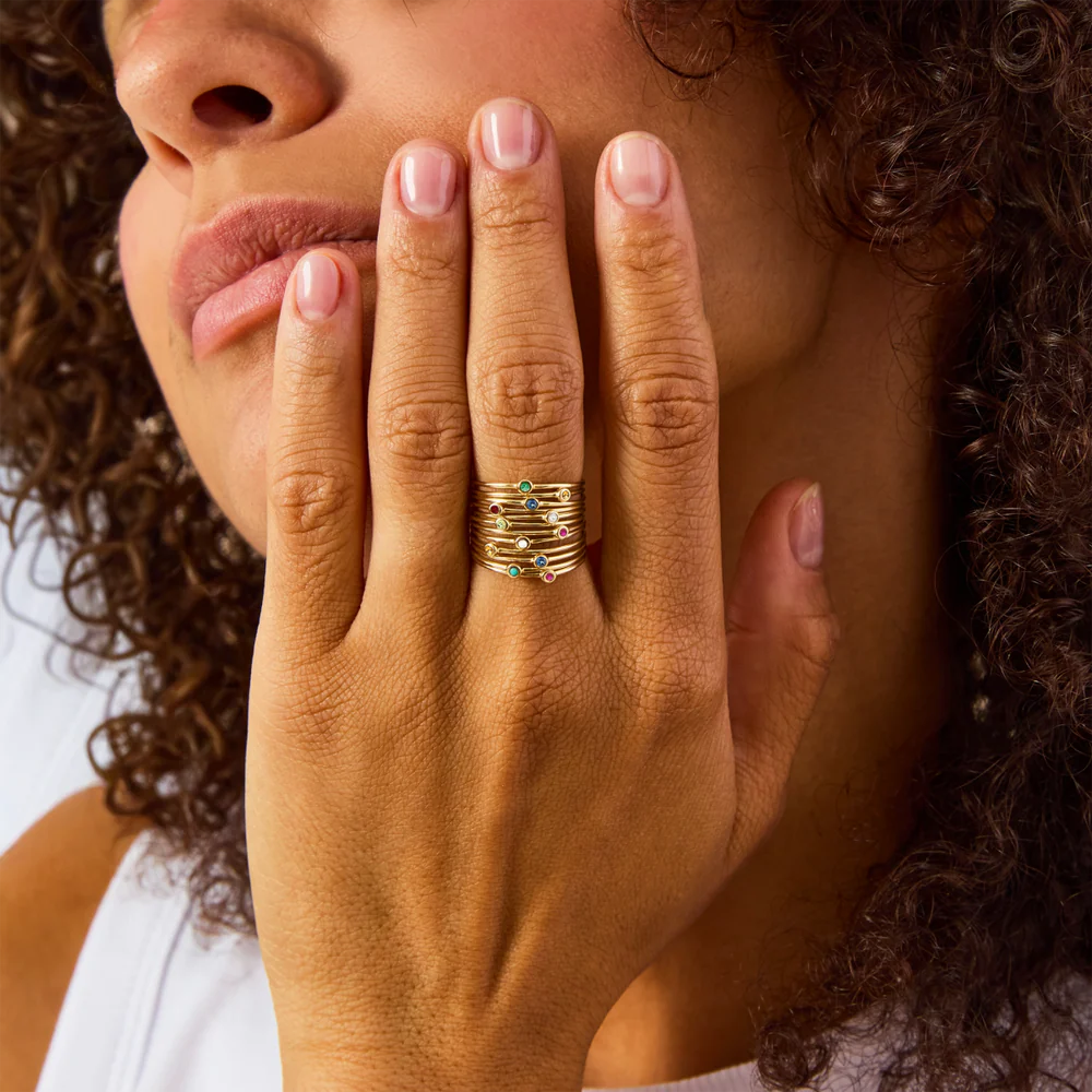 Family Birthstone Stacking Ring Emerald