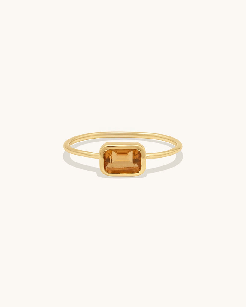 Emerald Cut Ring Citrine